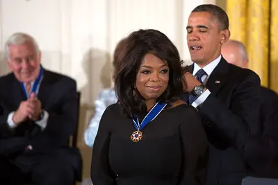Oprah Winfrey receiving the Presidential Medal of Freedom, 2013.